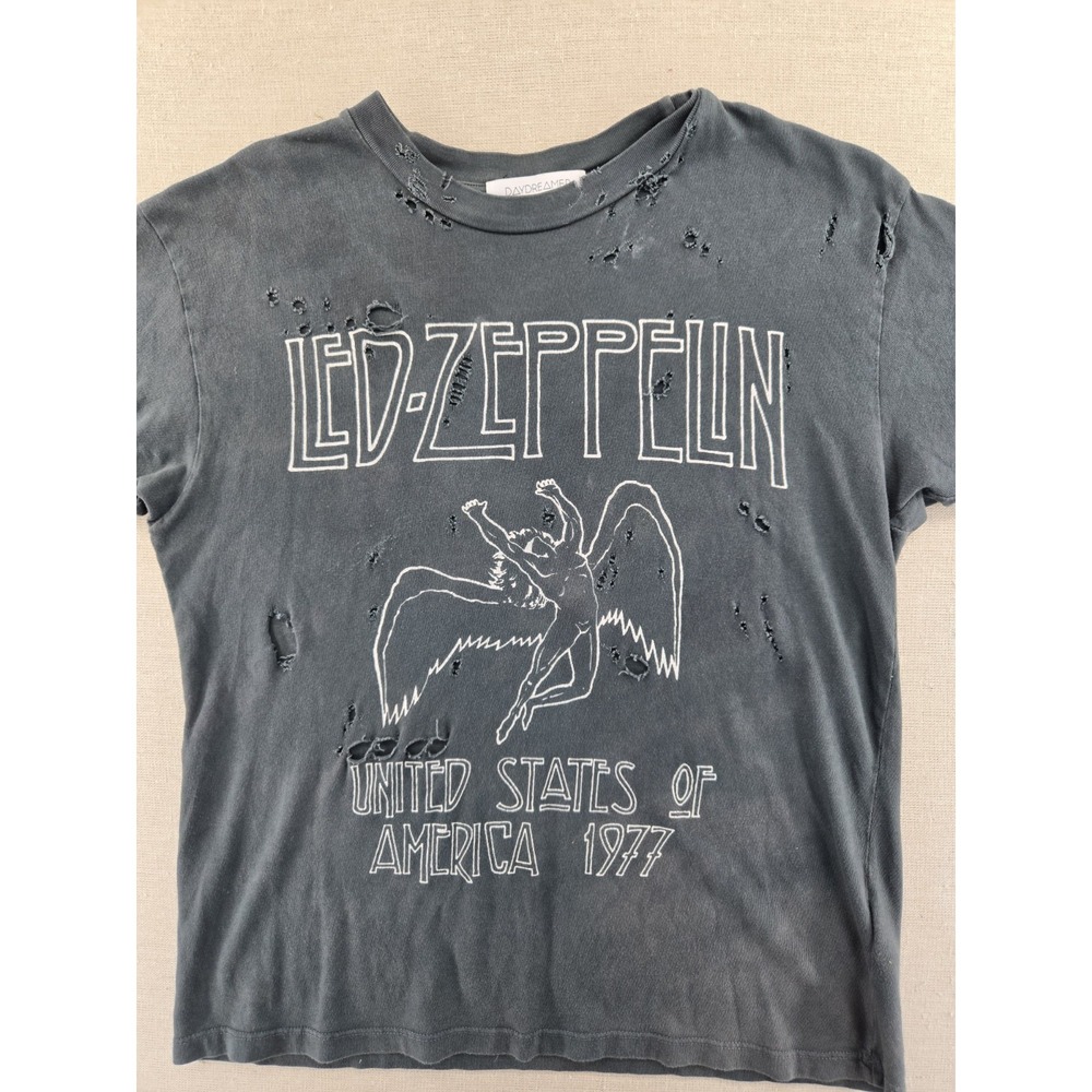 Daydreamer Led Zeppelin 1977 Tour Graphic Tee XS Distressed Made In USA Black